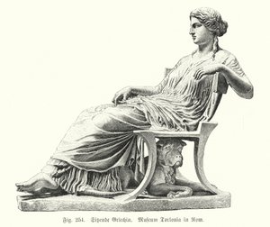 Antike griechische Statue einer sitzenden Frau von German School