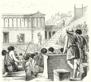 Antikes griechisches Theater (Stich) von German School