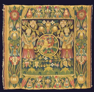 Biblisches Wandteppich-Panel, das Samson und den Löwen darstellt, möglicherweise 17. Jahrhundert, Norddeutschland, Schleswig-Holstein oder Hamburg