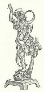 Bronzestatue von Kui Xing, chinesischer Gott der Literatur von German School
