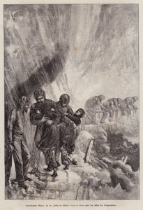 Höhle der Winde, unter den Niagarafällen, New York, USA (Stich) von German School