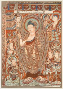 Höhlenmalerei, die die Verehrung des Buddha Simha zeigt, veröffentlicht ca. 1913 von German School