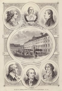 Hundertjahrfeier der Hof- und Nationaltheater, Mannheim, Deutschland (Gravur) von German School
