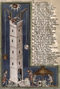 Bau des Turms von Babel, Kopie eines Manuskripts aus dem 15. Jahrhundert