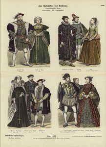 Kostüme der englischen und schottischen Königsfamilie und des Adels, 16. Jahrhundert von German School