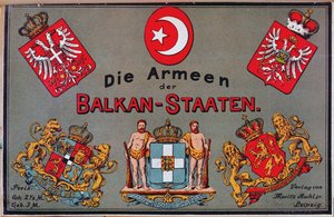 Titelblatt einer Broschüre über die Armeen der Balkanstaaten, um 1912 von German School