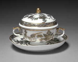 Gedeckte Schale und Teller, Hersteller Meissener Porzellanmanufaktur, Deutschland, 1730-1740