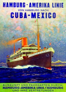 Kuba - Mexiko, Plakat zur Werbung für die Hamburg-Amerika-Linie, 1899