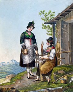 Melkerinnen in den Alpen bei Tegernsee, frühes 19. Jahrhundert
