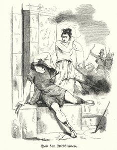 Tod des Alkibiades, 404 v. Chr. (Gravur) von German School