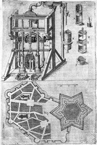 Entwurf für Befestigung aus Harmonia in Fortalitiis Construendis, Defendensis & Oppugnandis von Wendelin Schildknecht, S. 120, veröffentlicht 1652