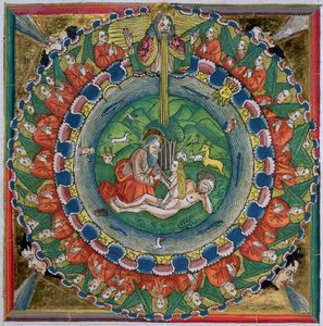 Faksimile-Kopie von Genesis 2:22 Gott erschuf Eva, aus der Nürnberger Bibel (Biblia Sacra Germanaica) von German School