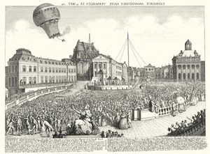 Flug des Ballons der Gebrüder Montgolfier in Versailles