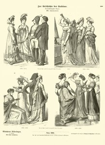 Französische und deutsche Kostüme, frühes 19. Jahrhundert von German School