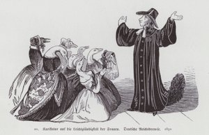 Deutsche Karikatur über die Leichtgläubigkeit der Frauen von German School