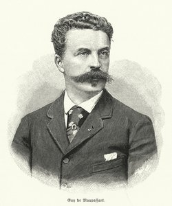 Guy de Maupassant, französischer Kurzgeschichtenautor (Lithografie)