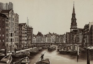 Hamburg: Reimers-Fleet, Reimers Fleet (Lithografie) von German School