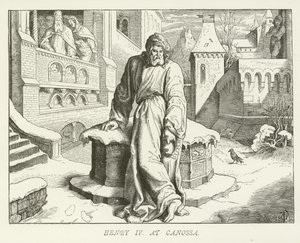 Heinrich IV. in Canossa von German School