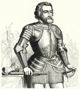 Hernán Cortés, spanischer Konquistador von German School
