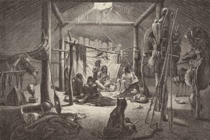 Hütte des nordamerikanischen Indianerhäuptlings (Stich) von German School