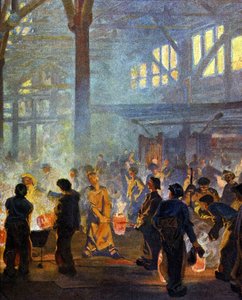 Innenansicht einer Metallurgie-Fabrik im Jahr 1908. Nach Jugend. von German School