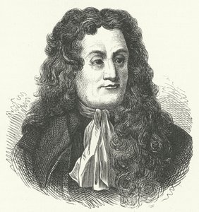 Jean de la Fontaine, französischer Fabeldichter (Gravur) von German School