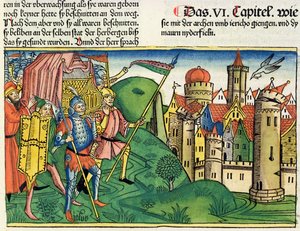 Josua 6:4-21 Der Fall von Jericho, aus der Nürnberger Bibel (Biblia Sacra Germanaica) von German School