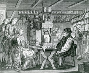 La Pharmacie Rustique, Druck von Bartolomaus Hubner (1727-1795), 1774