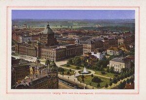 Leipzig, Blick nach dem Reichsgericht (Farblithografie) von German School