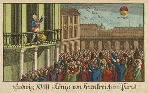 Ludwig XVIII König von Frankreich in Paris, veröffentlicht 1814 (handkolorierte Gravur) von German School