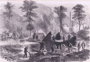 Holzkohleherstellung für Schießpulver, Cassells Geschichte des Krieges zwischen Frankreich und Deutschland, veröffentlicht von Cassell and Company Limited, ca. 1890 von German School