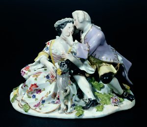 Treffen von Liebenden, möglicherweise von Johann Joachim Kandler (1706-75) c.1735