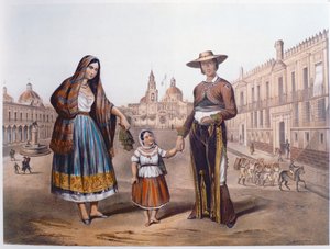 Mexikanische Familie auf der Plaza Santo Domingo, Mexiko-Stadt, ca. 1840 von German School