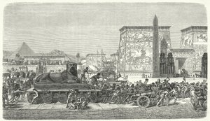 Transport einer Statue im alten Ägypten von German School