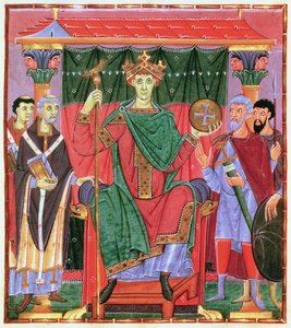 Ms Cim.4453 f.42r Heiliges Römisches Kaiser Otto III. auf dem Thron, ca. 998
