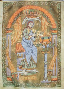 Ms Czart 1207 IV fol 76v St. Markus der Evangelist, aus dem Evangeliarium der Kathedrale von Plock, ca. 1075 von German School