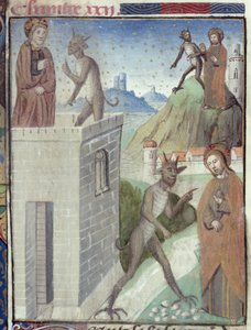 Die drei Versuchungsszenen, aus Vita Christi, von Ludolf von Sachsen, ca. 1300-1378 von German School