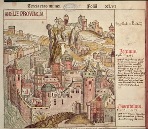 Altes London, aus der Nürnberger Chronik von Hartmann Schedel (1440-1514) 1493