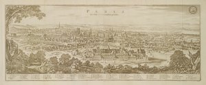Panoramablick auf Paris im Jahr 1620, aus Topographia Galliae von Martin Zeiller (1589-1661) veröffentlicht 1655