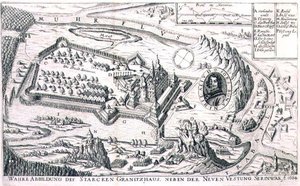 Plan der Granitfestung bei New Serinwar im Jahr 1664, Illustration aus einem Buch über die osmanischen Feldzüge in Europa, graviert von Paul Furst (c.1605-66)