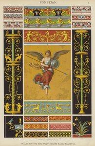 Pompejanisch, Wandmalerei und Polychrome Basso-Relievos von German School