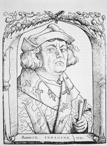 Porträt von Johannes von Indagine, nach Hans Baldung Grien, aus Chiromantia von Ioannes ab Indagine, Straßburg 1531, illustriert in Geschichte der Magie, veröffentlicht im späten 19. Jahrhundert