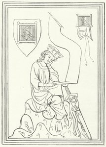 Porträt des mittelhochdeutschen Lyrikers Walther von der Vogelweide aus dem Codex Manesse (Stich) von German School