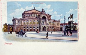 Postkarte mit der Semperoper, Dresden, um 1900