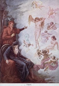 Postkarte, die die Versuchung von Faust durch Mephistopheles darstellt, ca. 1905 von German School