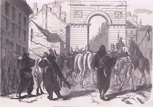Preußische Plünderungstruppen bringen Vieh ein, Cassells Geschichte des Krieges zwischen Frankreich und Deutschland, veröffentlicht von Cassell and Company Limited, ca. 1890 (Lithografie)