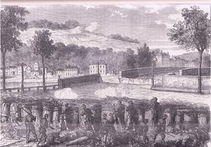 Preußische Redoute, die die Brücke von Sèvres beherrscht, Cassells Geschichte des Krieges zwischen Frankreich und Deutschland, veröffentlicht von Cassell and Company Limited, ca. 1890 (Lithografie) von German School