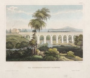 Eisenbahnviadukt in Gotha, graviert von B. Metzeroth, 1848