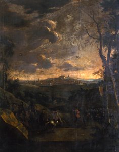 Reiter vor einer Ansicht von Gotha und Schloss Friedenstein, 1751-1800 von German School