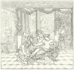 Römische Dame bei ihrer Toilette (Stich) von German School